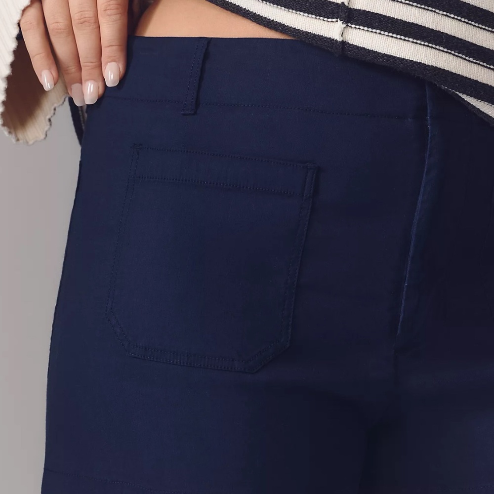 Maeve Colette navy blue linen-blend shorts, size 32